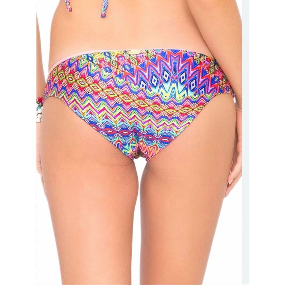 Luli Fama Rainbow Print Cheeky Bikini Bottom | Multicolor in Small